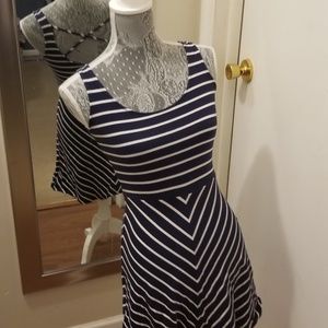 Blue and white striped cotton sundress